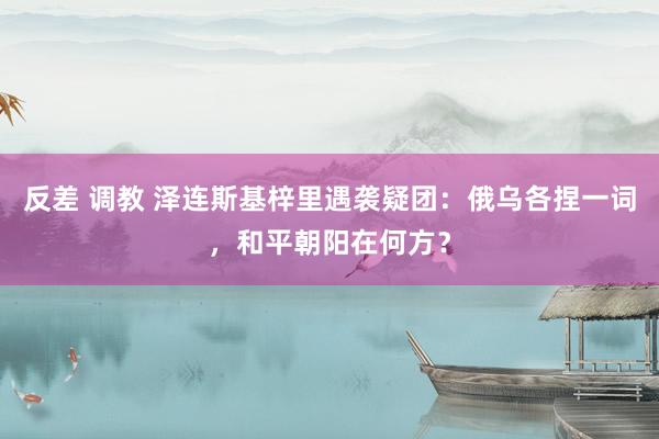 反差 调教 泽连斯基梓里遇袭疑团：俄乌各捏一词，和平朝阳在何方？