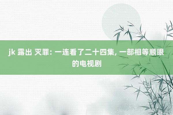 jk 露出 灭罪: 一连看了二十四集, 一部相等顺眼的电视剧